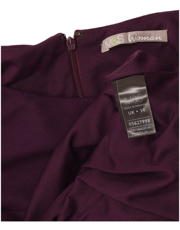 MARKS & SPENCER Womens Peplum Dress UK 14 Medium Purple Polyester