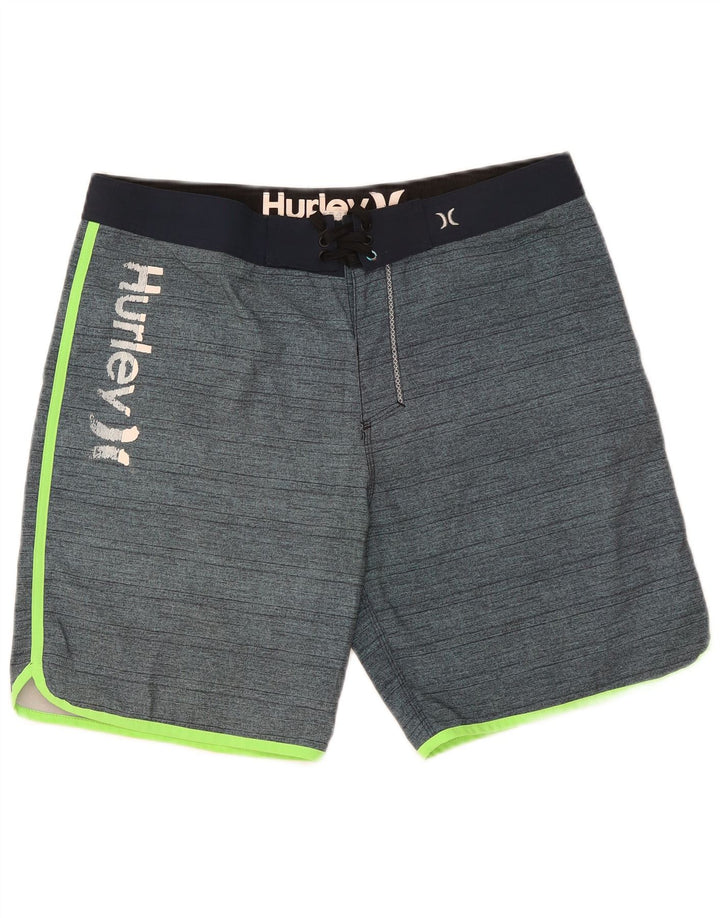 Hurley Mens Graphic Swimming Shorts Large  Blue Striped Polyester