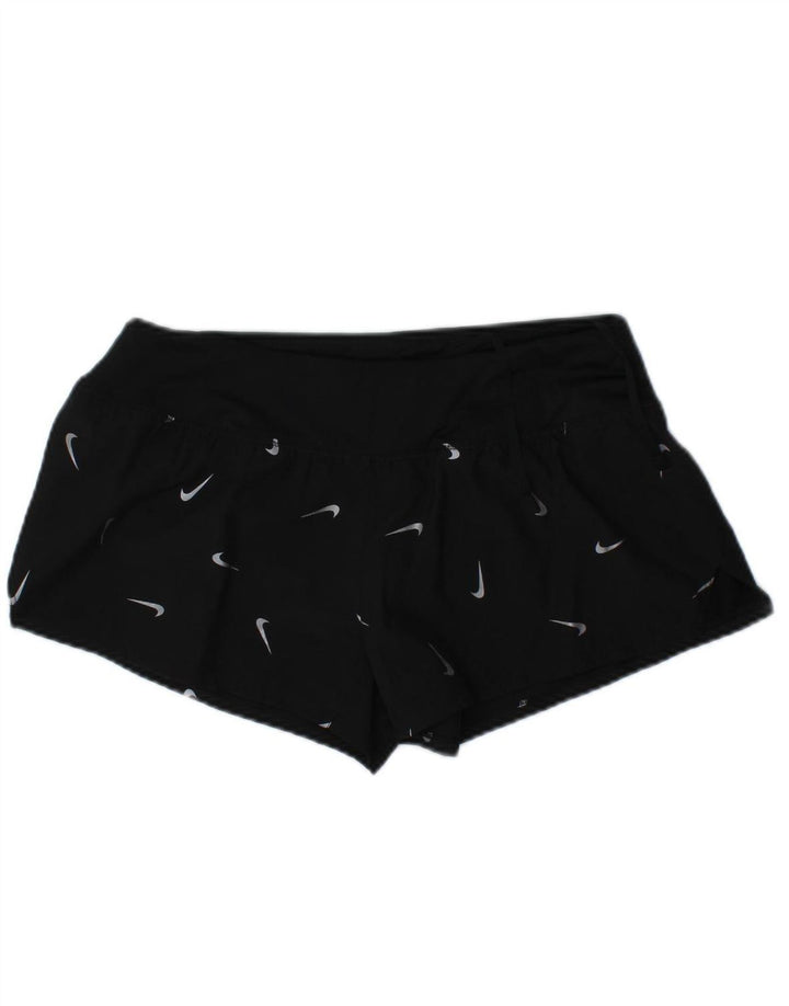 NIKE Womens Graphic Sport Shorts UK 12 Medium  Black