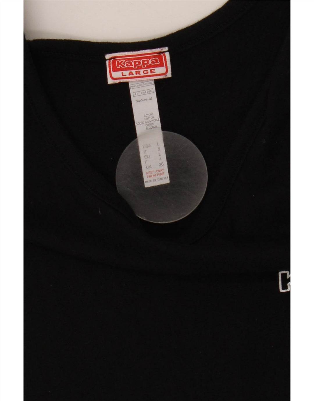 Kappa Mens Vest Top Large Black Cotton