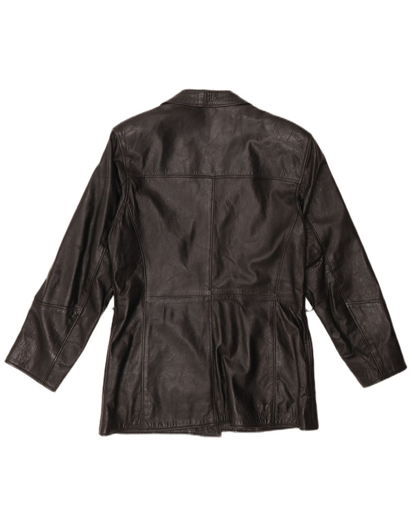 VINTAGE Womens Leather Jacket UK 14 Medium Black