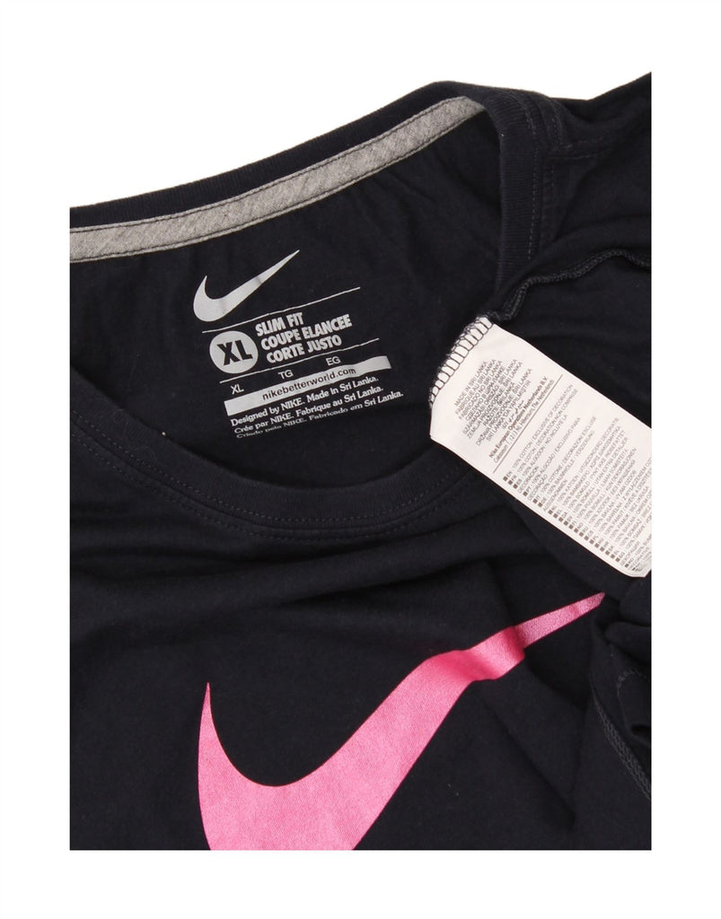 NIKE Womens Slim Fit Graphic T-Shirt Top UK 18 XL Navy Blue Cotton Vintage Nike and Second-Hand Nike from Messina Hembry 