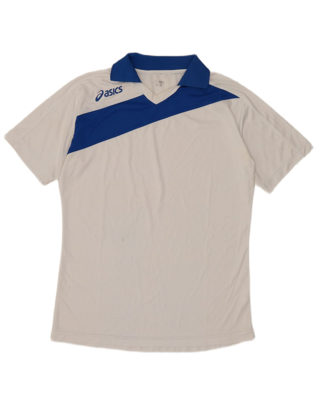 ASICS Mens Polo Shirt Medium White Colourblock Polyester