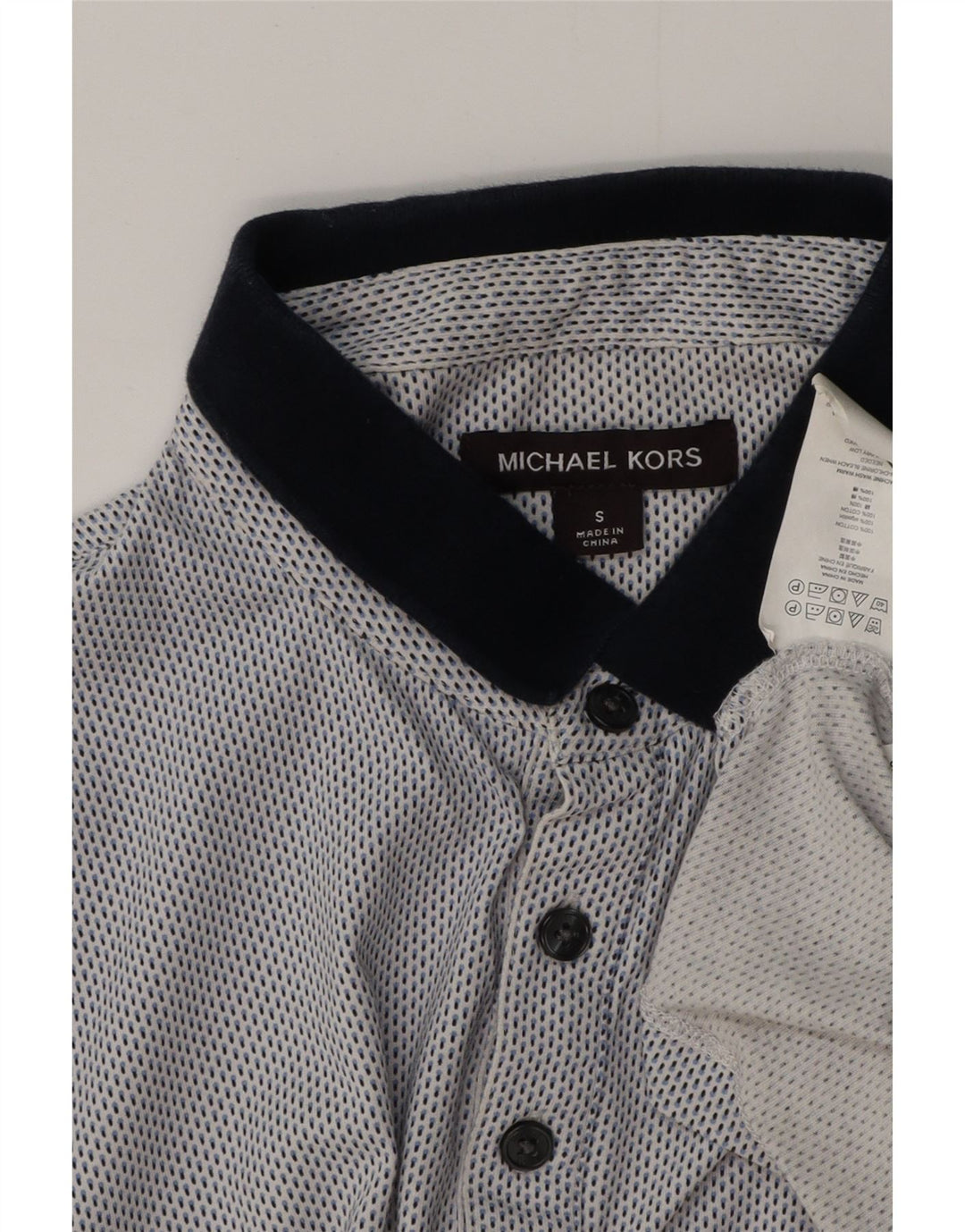Michael Kors Mens Polo Shirt Small Blue Spotted Cotton