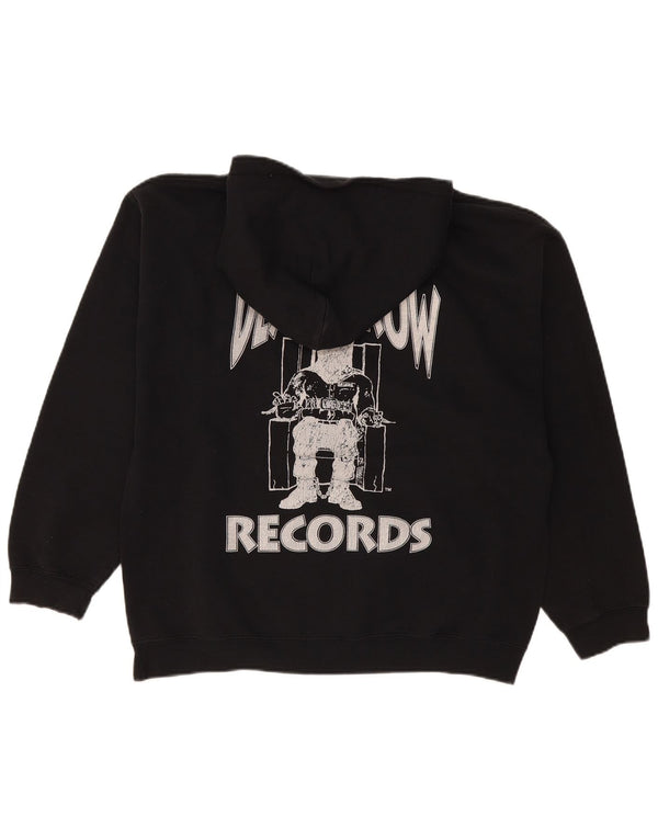 BoohooMan Mens Graphic Hoodie Jumper UK 38/40 Medium Black Polyester Music