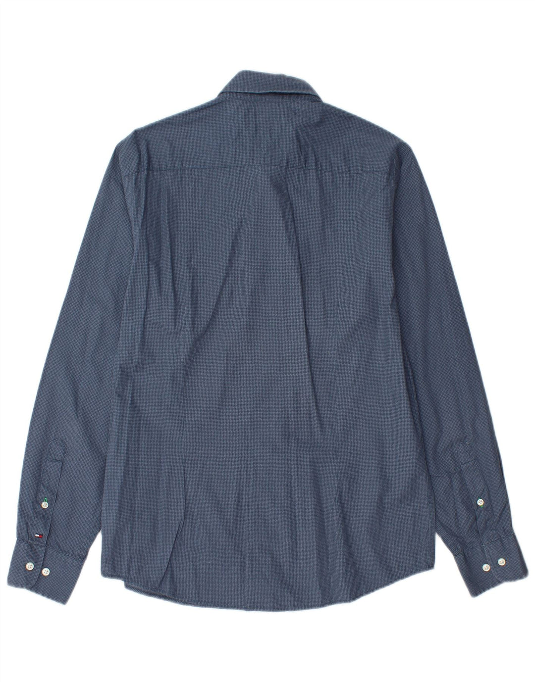 TOMMY HILFIGER Mens Slim Fit Shirt Medium Blue Spotted Cotton