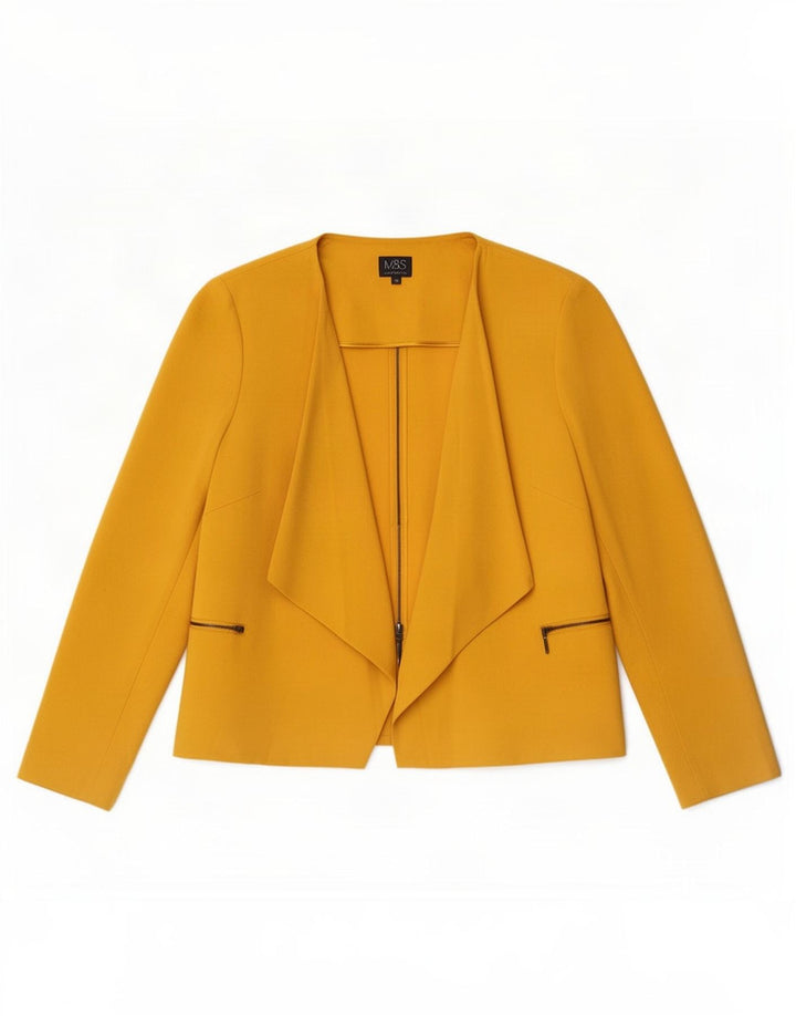 Marks & Spencer Womens Open Blazer Jacket UK 20 2XL Yellow Polyester
