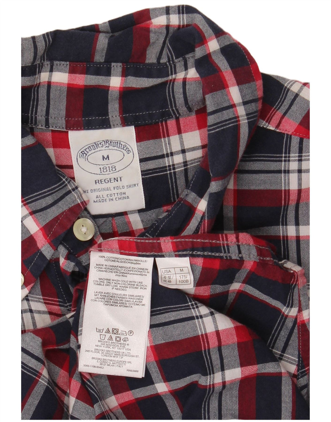 Brooks Brothers Mens Regent Short Sleeve Shirt Medium Navy Blue Check