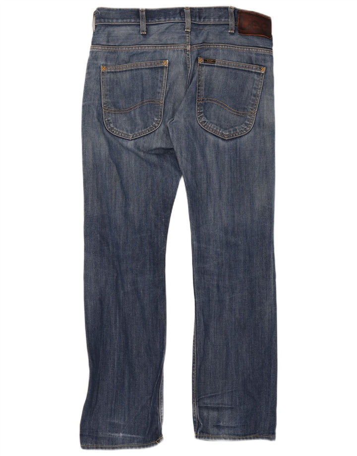 Lee Mens Zed Distressed Straight Jeans W32 L32 Blue Cotton