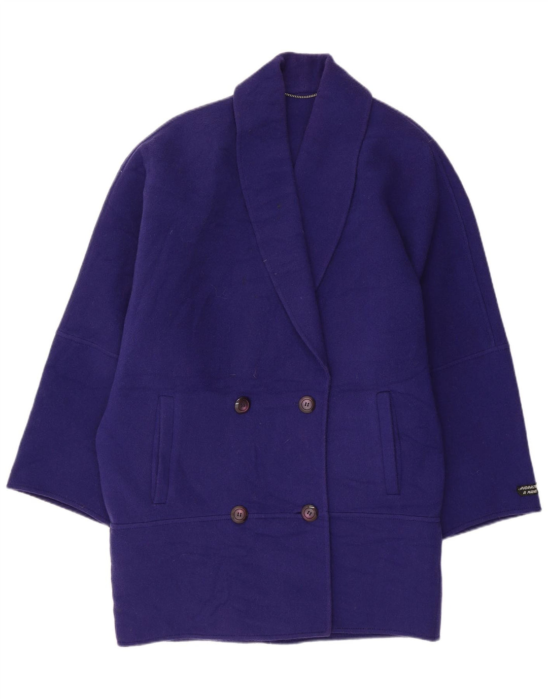 Vintage Womens Oversized Double Breasted Coat IT 42 Medium Purple Wool