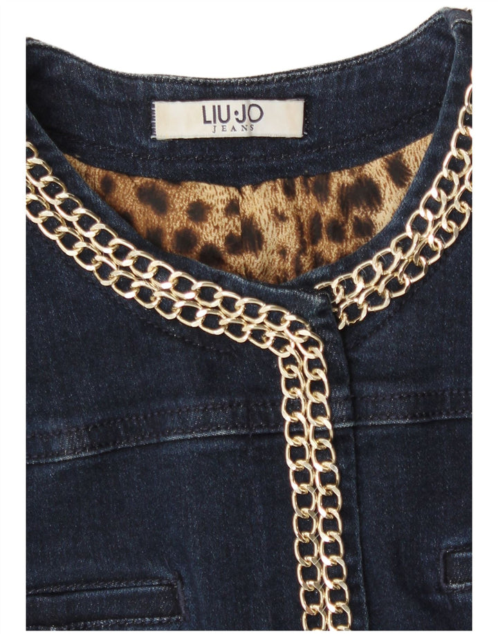 Liu Jo Womens 3/4 Sleeve Denim Jacket UK 10 Small Navy Blue