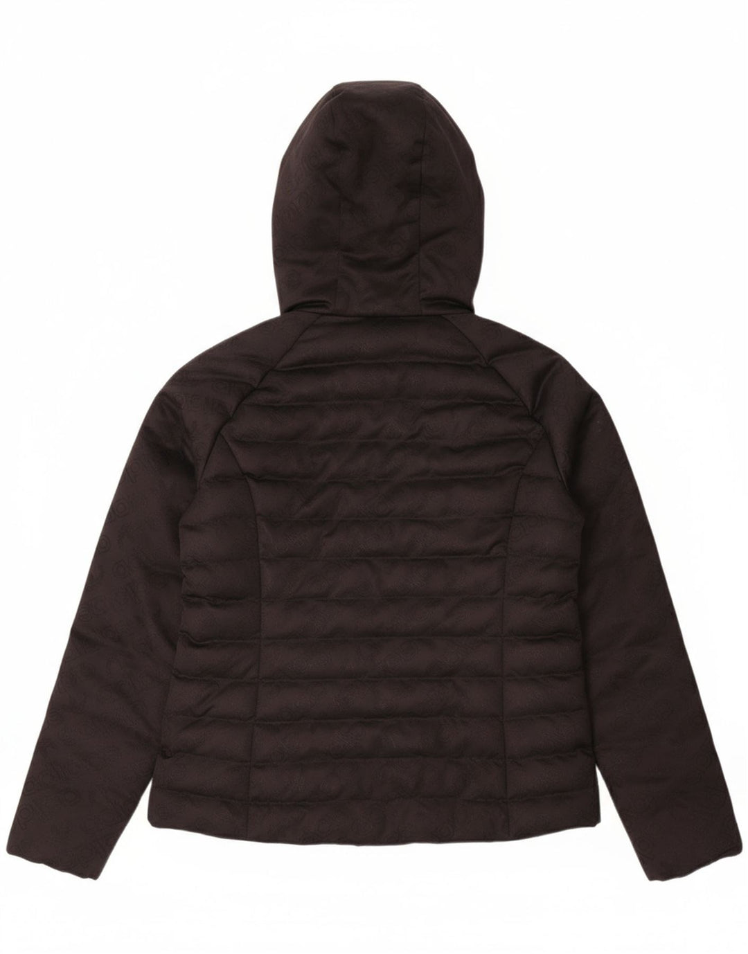 ADIDAS Womens Hooded Padded Jacket UK 14 Medium Black Polyester Logo
