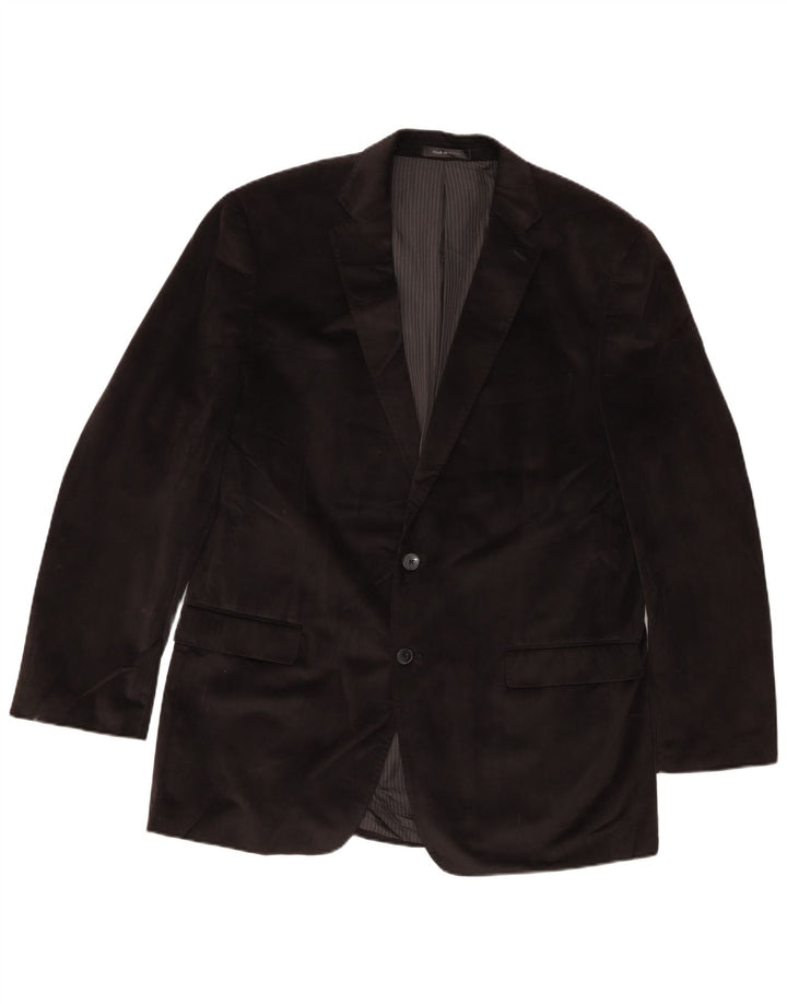 Vintage Mens Long 2 Button Blazer Jacket UK 44 2XL Black Polyester