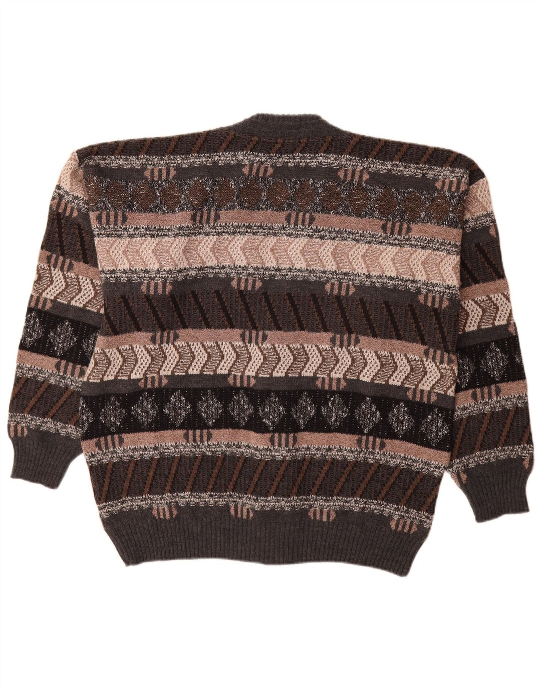 Angelo Litrico Mens Cardigan Sweater Medium Multicoloured Geometric Wool