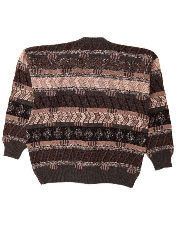 Angelo Litrico Mens Cardigan Sweater Medium Multicoloured Geometric Wool