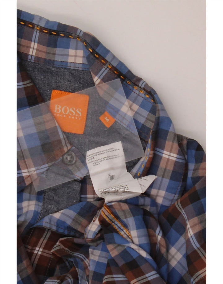 HUGO BOSS Mens Shirt Medium Blue Check Cotton