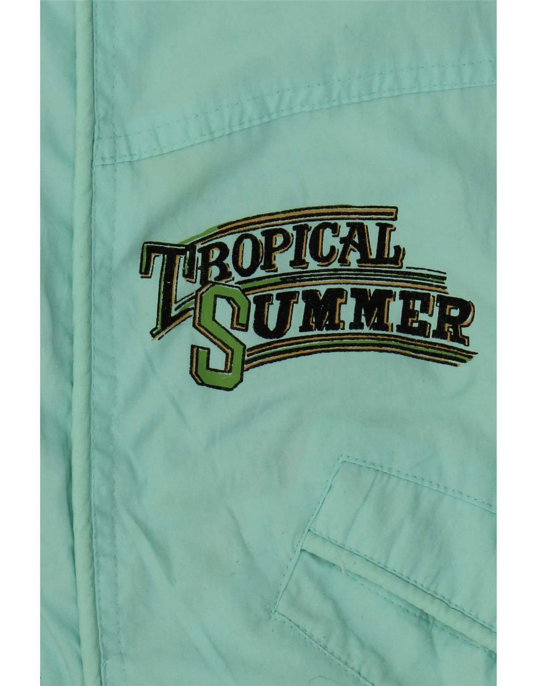 Vintage Womens Graphic Windbreaker Jacket UK 16 Large Turquoise Polyester