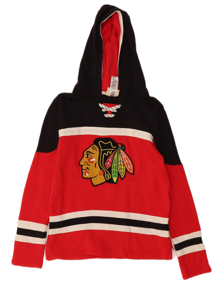 NHL Boys Chicago Blackhawks Hoodie Jumper 10-11 Years Medium Red