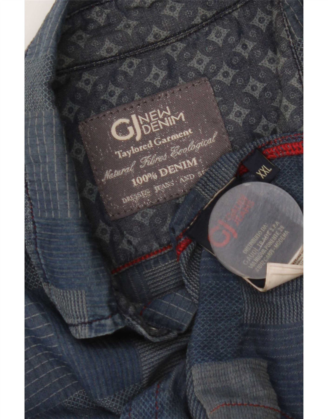 Gaudi Mens Shirt 2XL Blue Patchwork Cotton