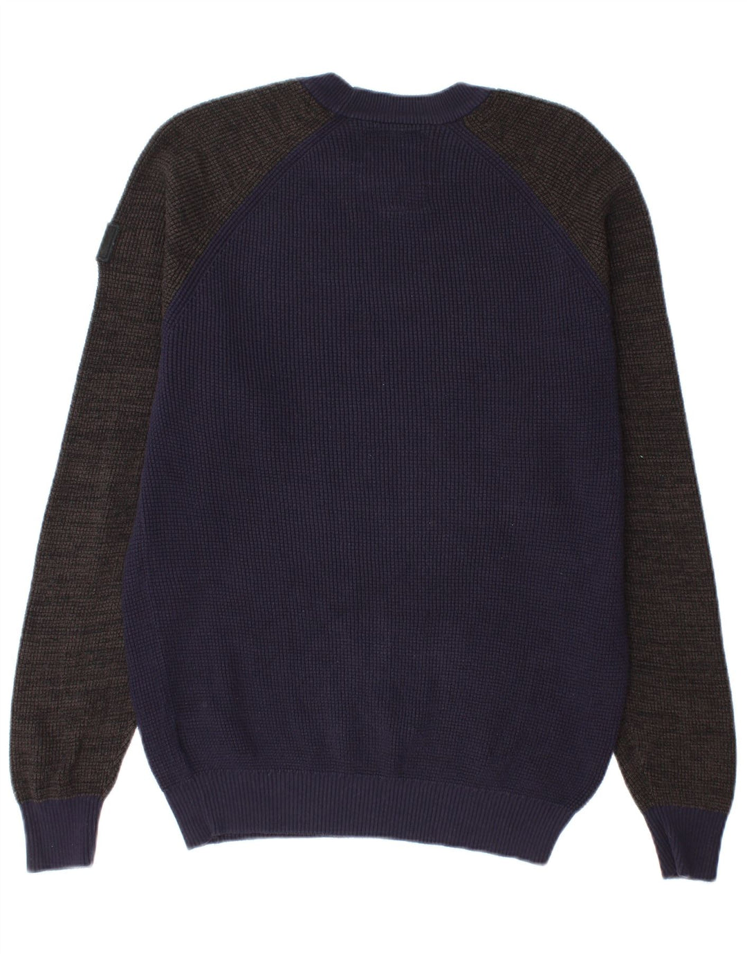 G-Star Mens Crew Neck Jumper Sweater Medium Navy Blue Colourblock Cotton