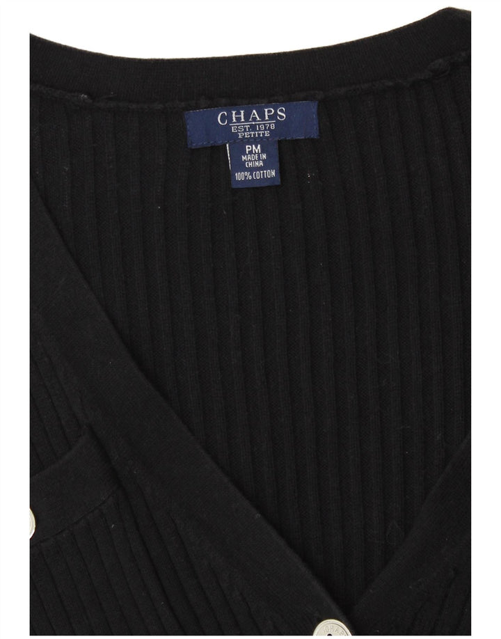 Chaps Womens Petite Cardigan Sweater UK 14 Medium Black Cotton