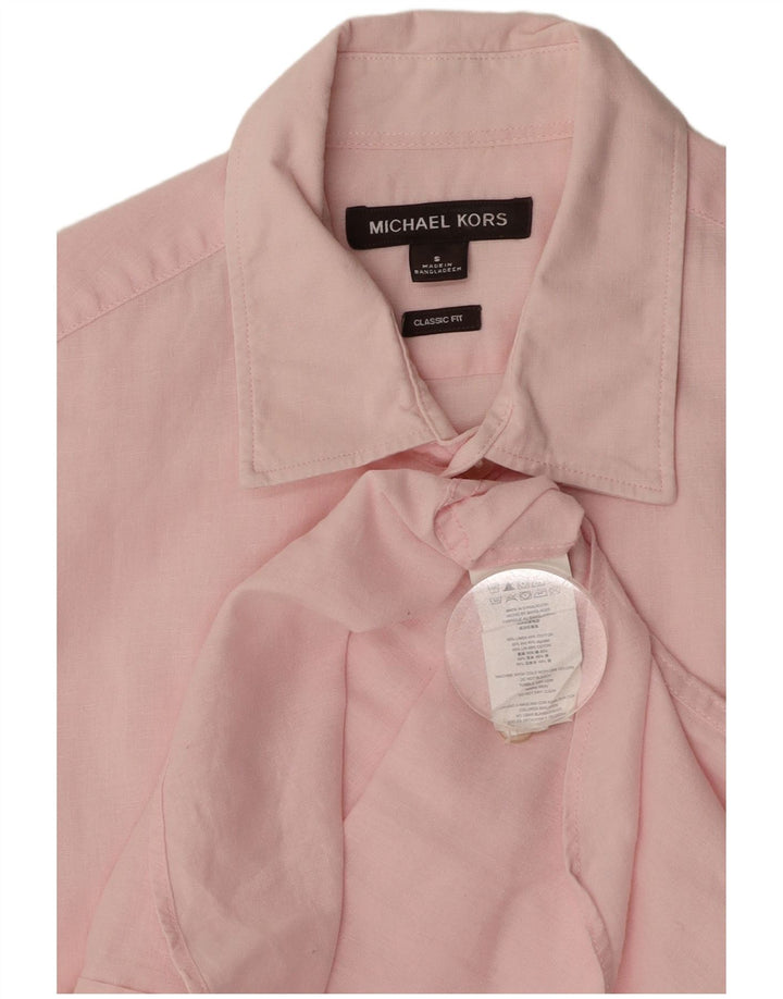 MICHAEL KORS Mens Classic Fit Shirt Small Pink Linen