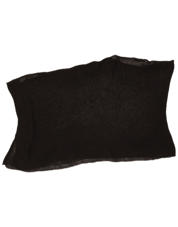 Zara Womens Poncho Blouse Top UK 12 Medium Black Acrylic