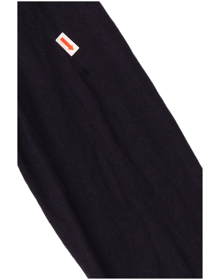 Lacoste Mens Crew Neck Jumper Sweater Size 4 Medium Navy Blue Virgin Wool