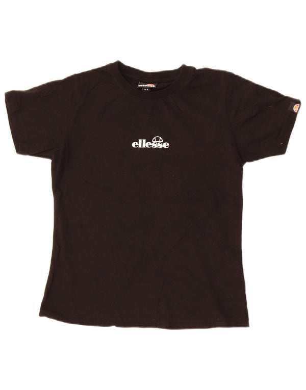 Ellesse Womens Graphic T-Shirt Top UK 8 Small Black Cotton
