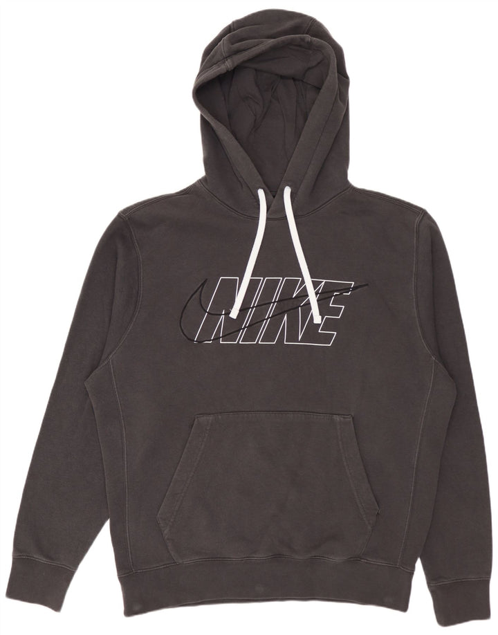 Nike Mens Graphic Hoodie Jumper Medium Grey Cotton
