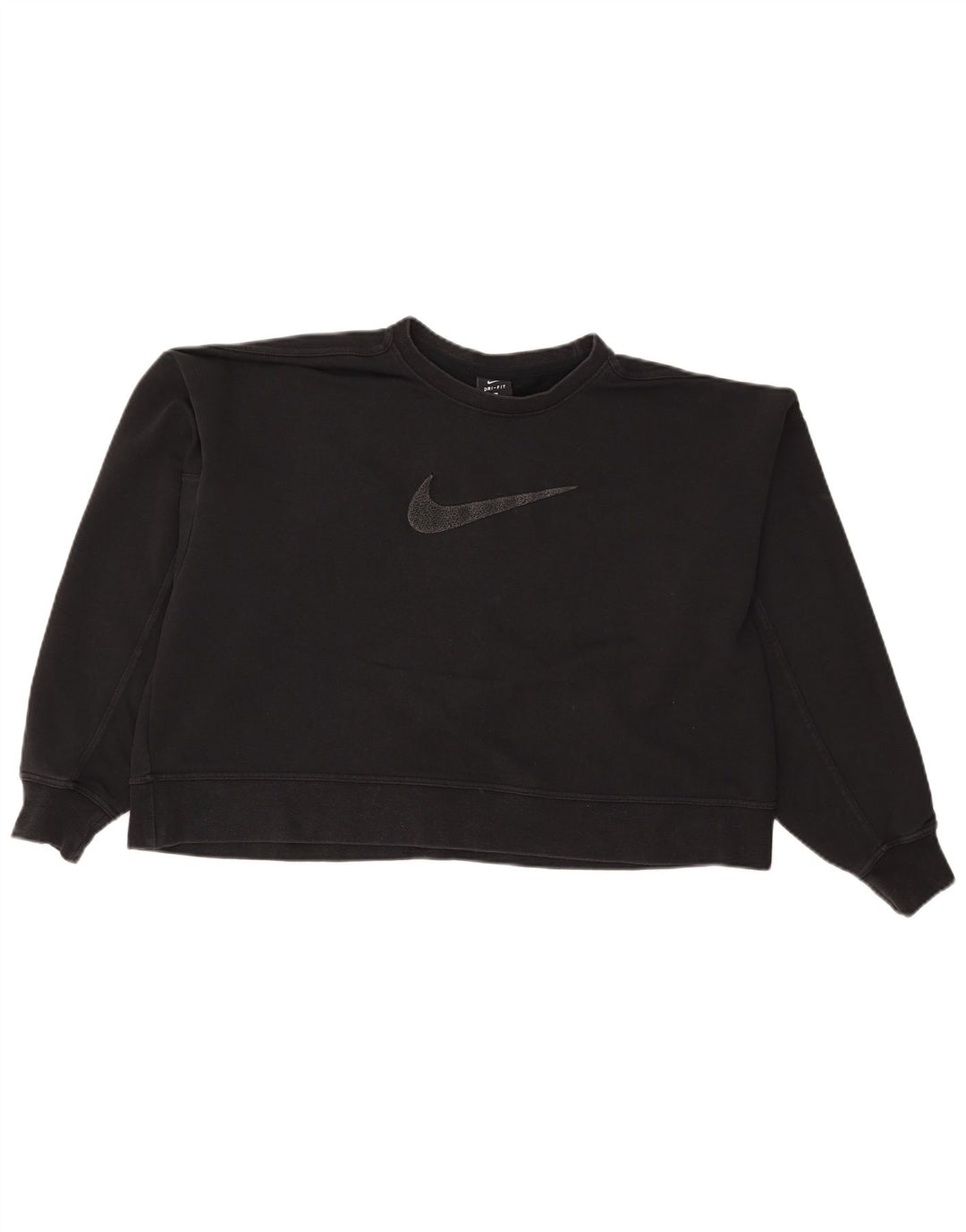 Nike Womens Crop Graphic Oversized Sweatshirt Jumper UK 16 Large Black