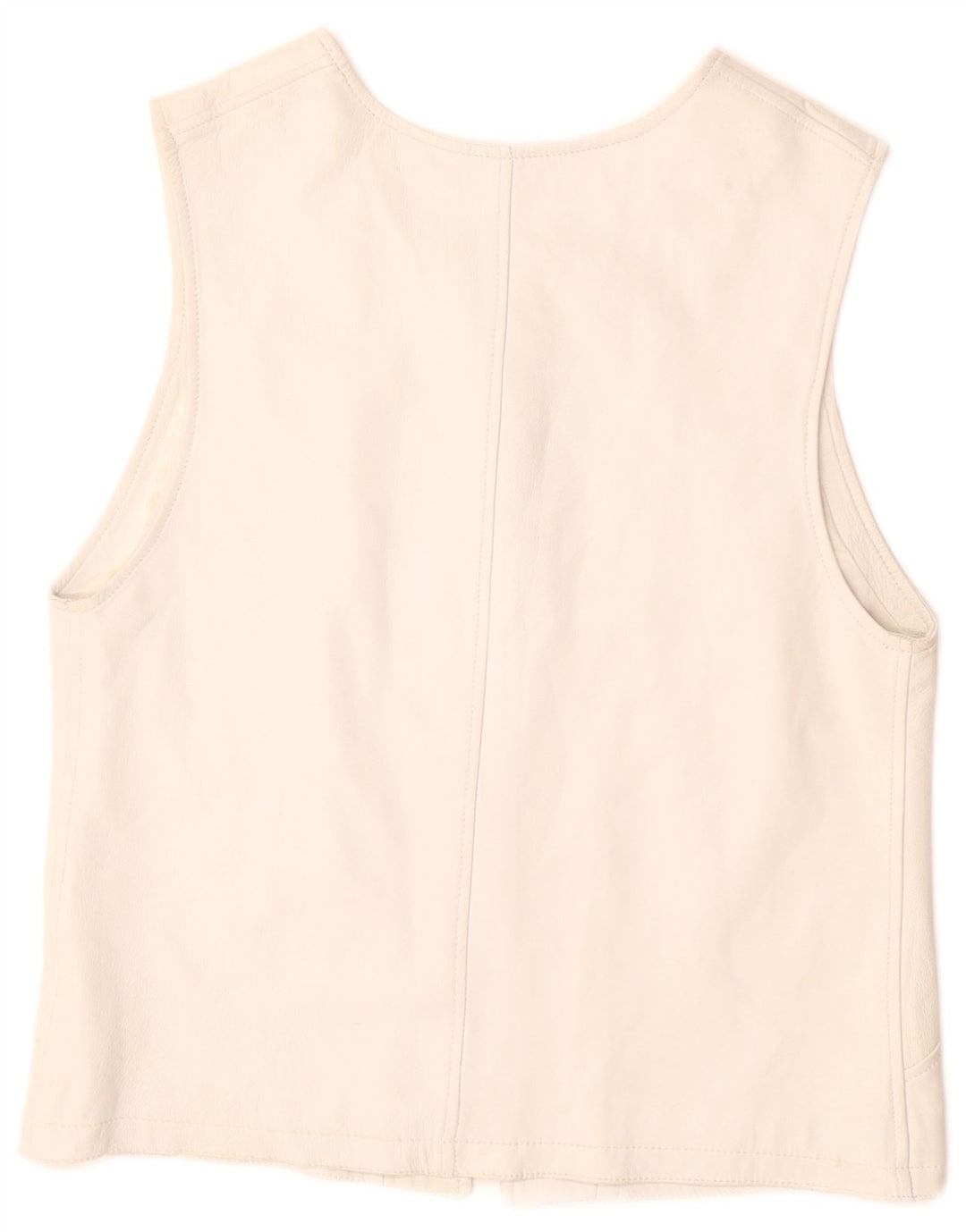 VINTAGE Womens Leather Gilet UK 12 Medium White