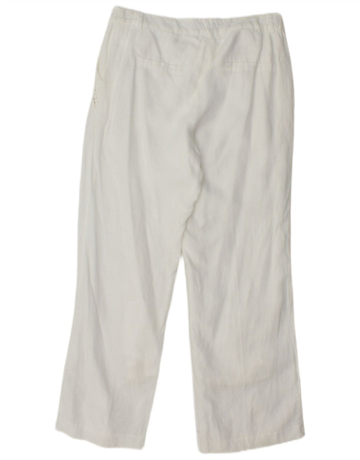 MONSOON Womens Straight Chino Trousers UK 10 Small W27 L28 White Linen