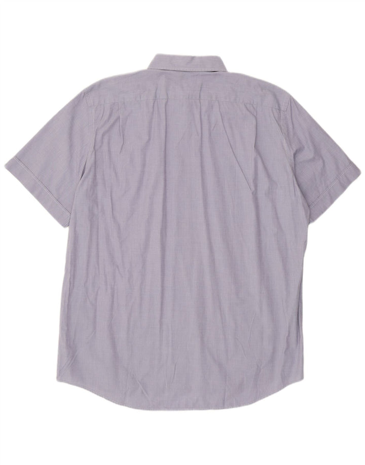 Lacoste Mens Short Sleeve Shirt Size 43 Large Blue Cotton