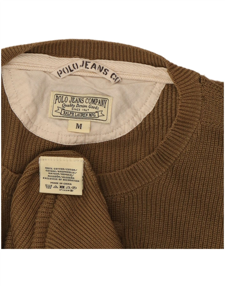 RALPH LAUREN Mens Crew Neck Jumper Sweater Medium Brown Cotton