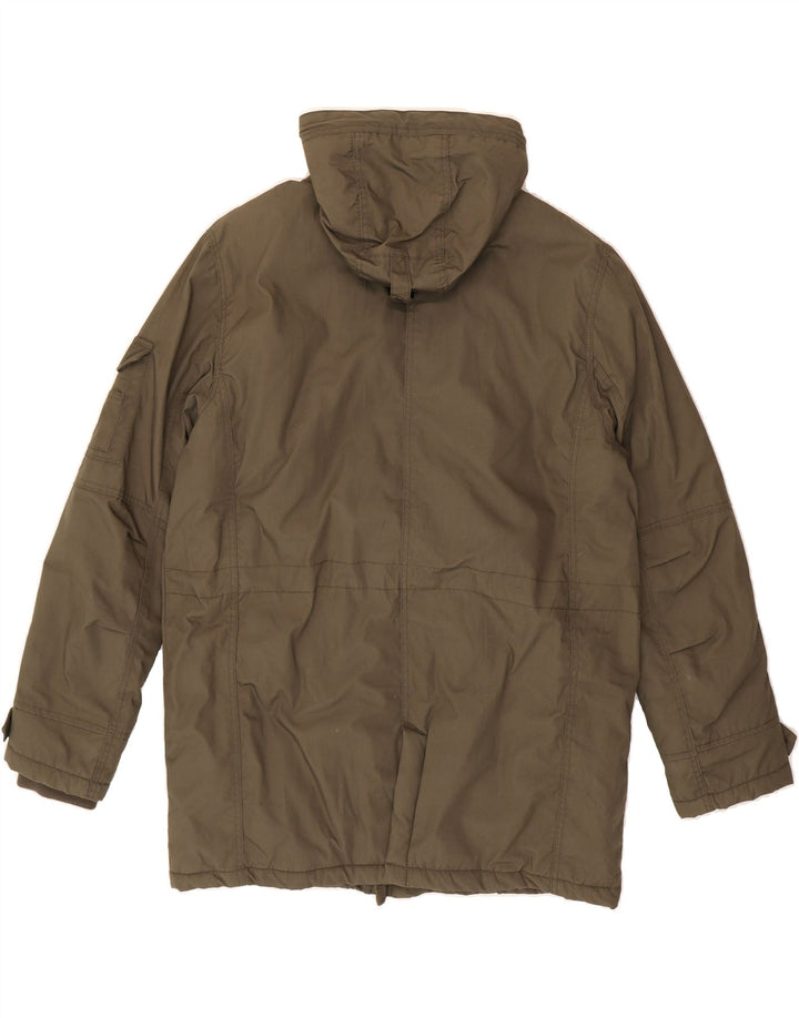 CELIO Mens Hooded Padded Jacket UK 42 XL Khaki Vintage Celio and Second-Hand Celio from Messina Hembry 