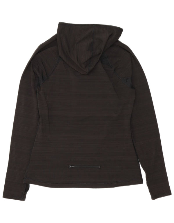 Fila Womens Hooded Top Long Sleeve UK 12 Medium Black Pinstripe Polyester