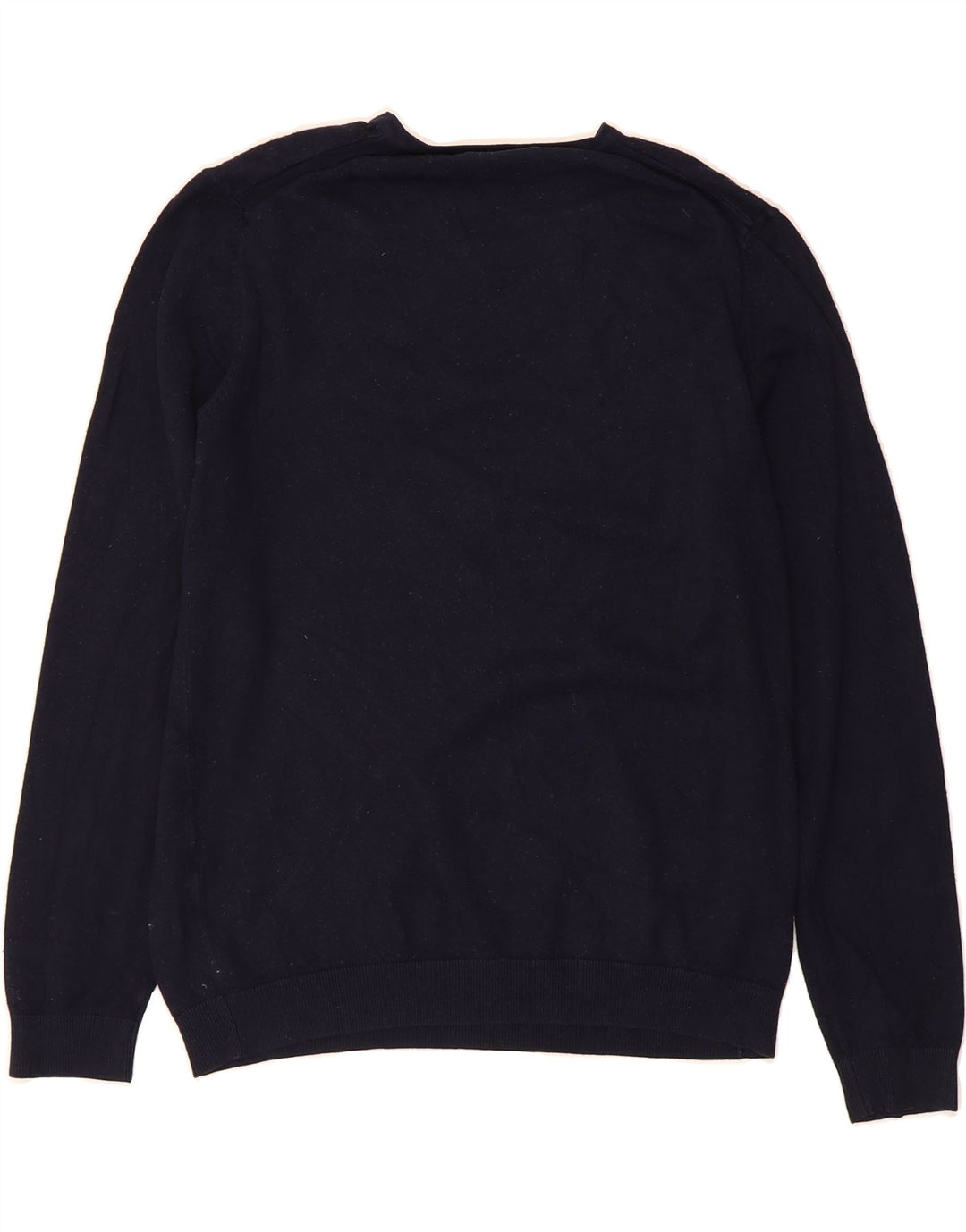 ZARA Mens V-Neck Jumper Sweater Large Navy Blue Viscose Vintage Zara and Second-Hand Zara from Messina Hembry 