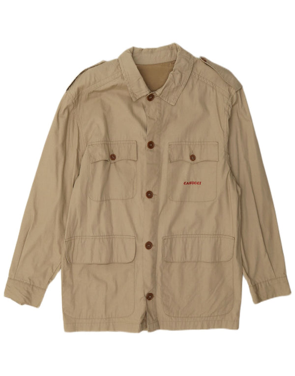 Casucci Mens Military Jacket IT 46 Small Beige Cotton