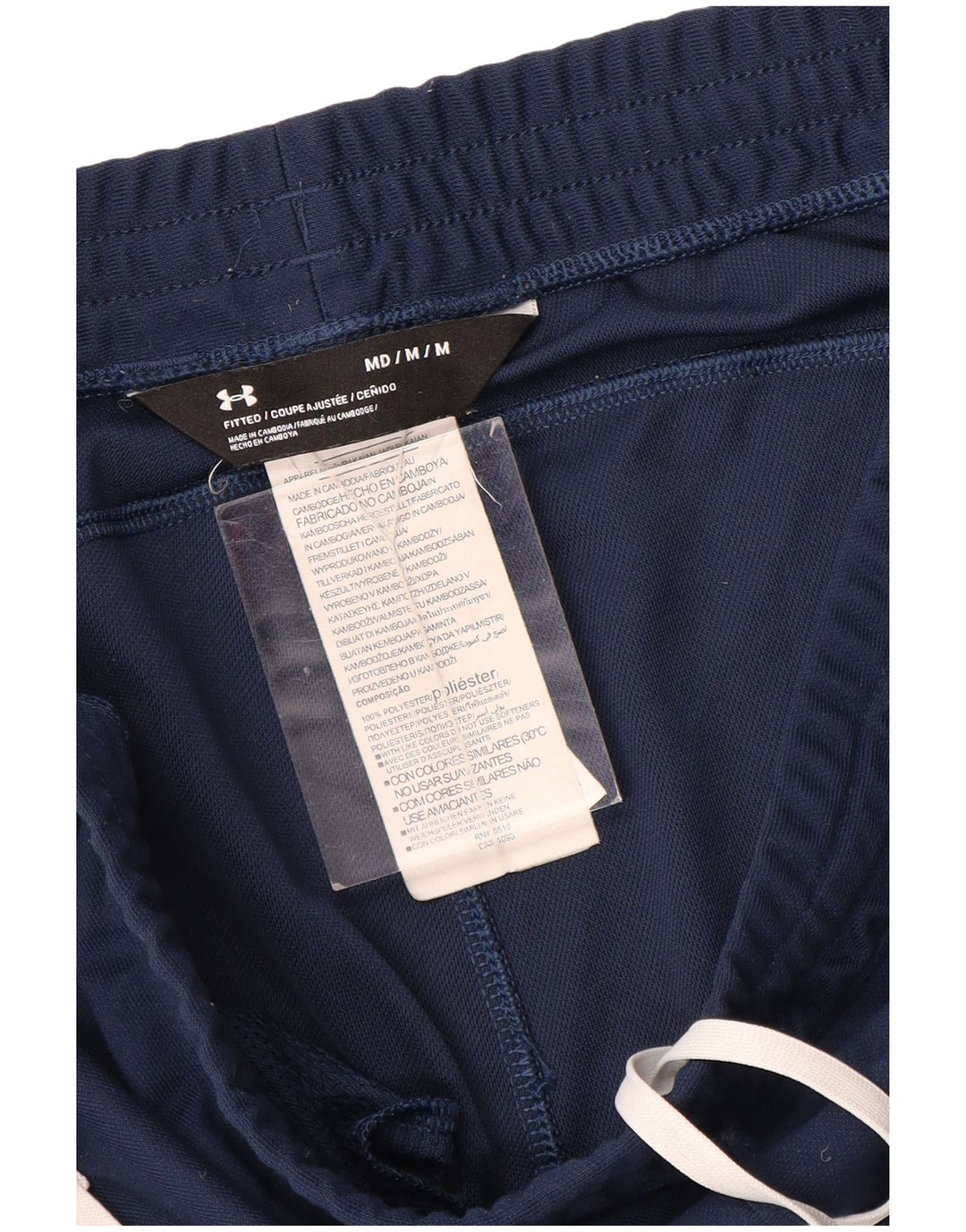 Under Armour Mens Fitted Tracksuit Trousers Medium Navy Blue Colourblock
