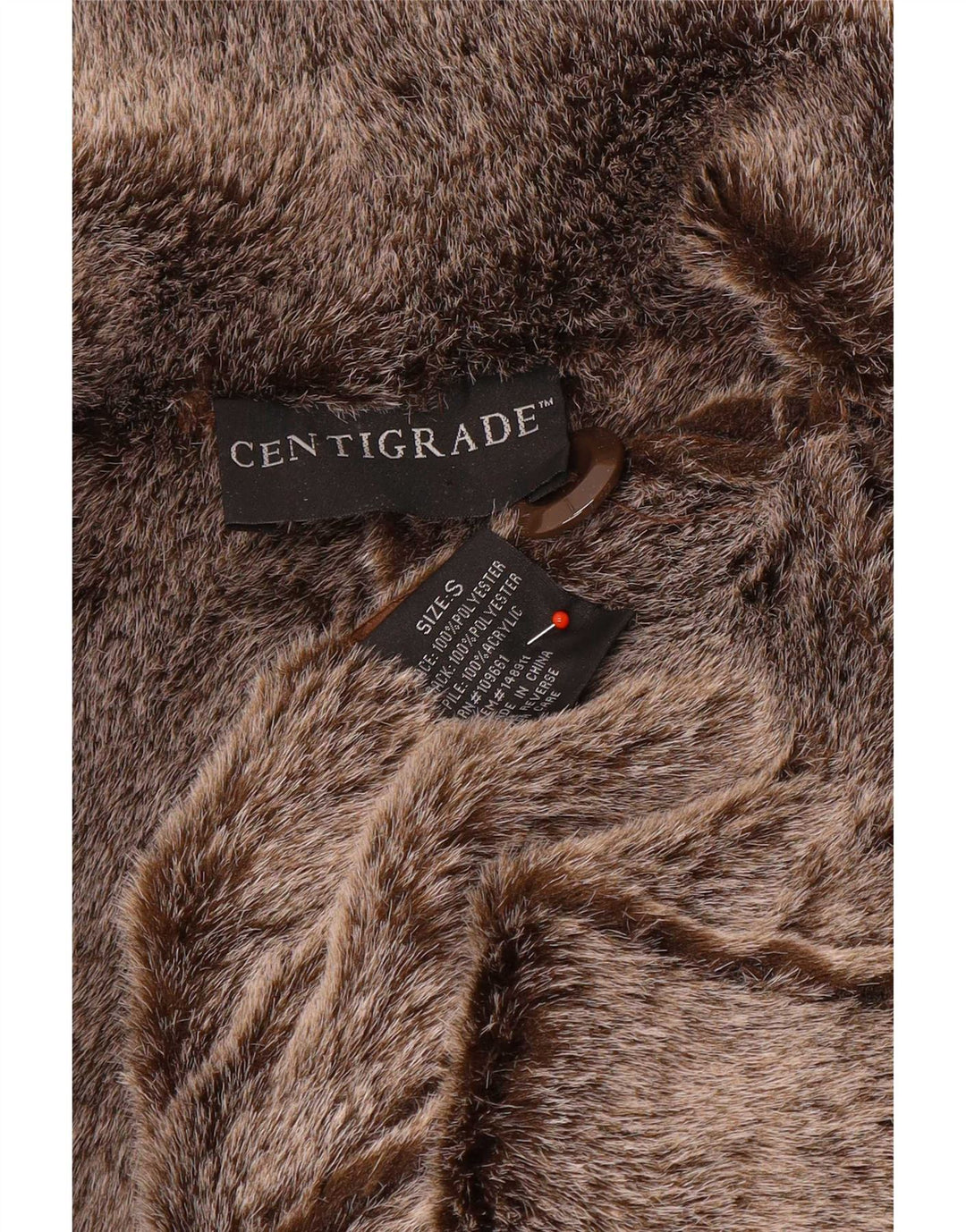 Centigrade Womens Oversized Sherpa Overcoat UK 10 Small Brown Polyester