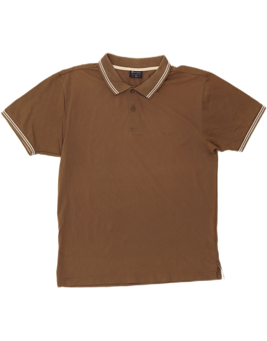CHAMPION Mens Polo Shirt Large Brown Cotton