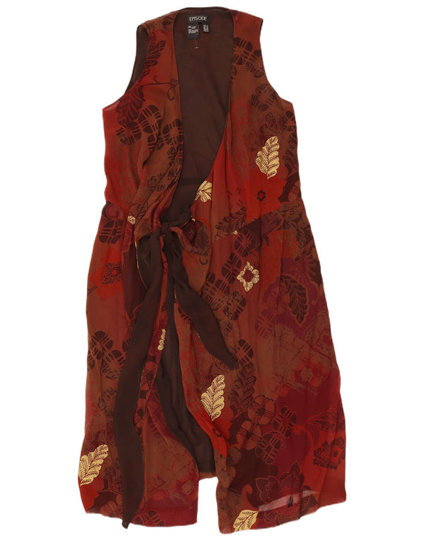 Episode Womens Sleeveless Wrap Dress UK 12 Medium  Burgundy Floral Viscose
