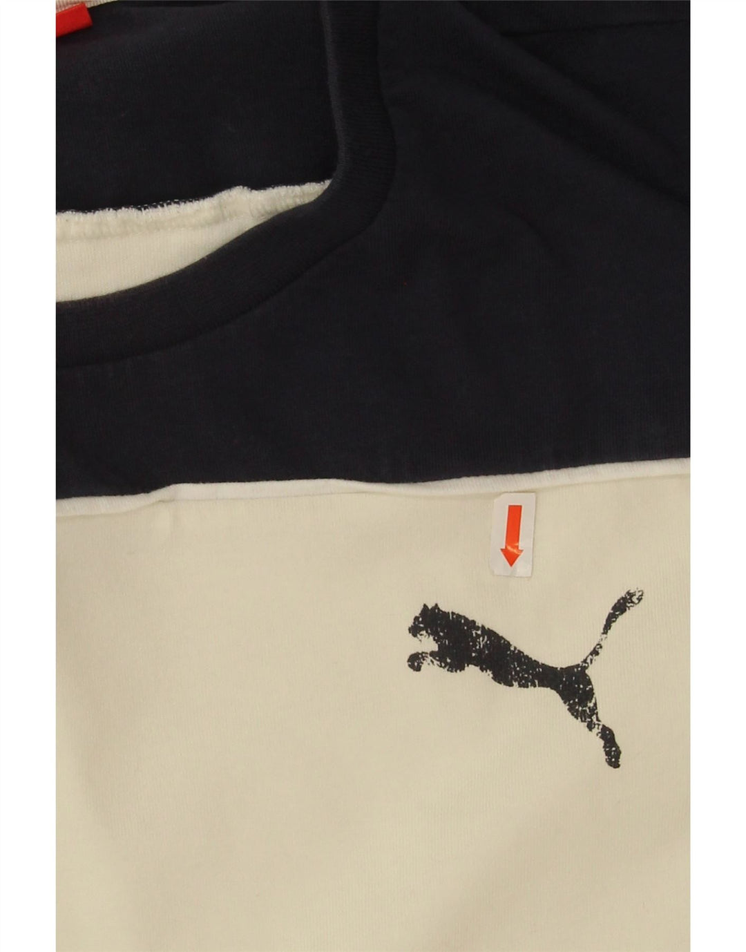 Puma Mens Top Long Sleeve Large Off White Colourblock Cotton