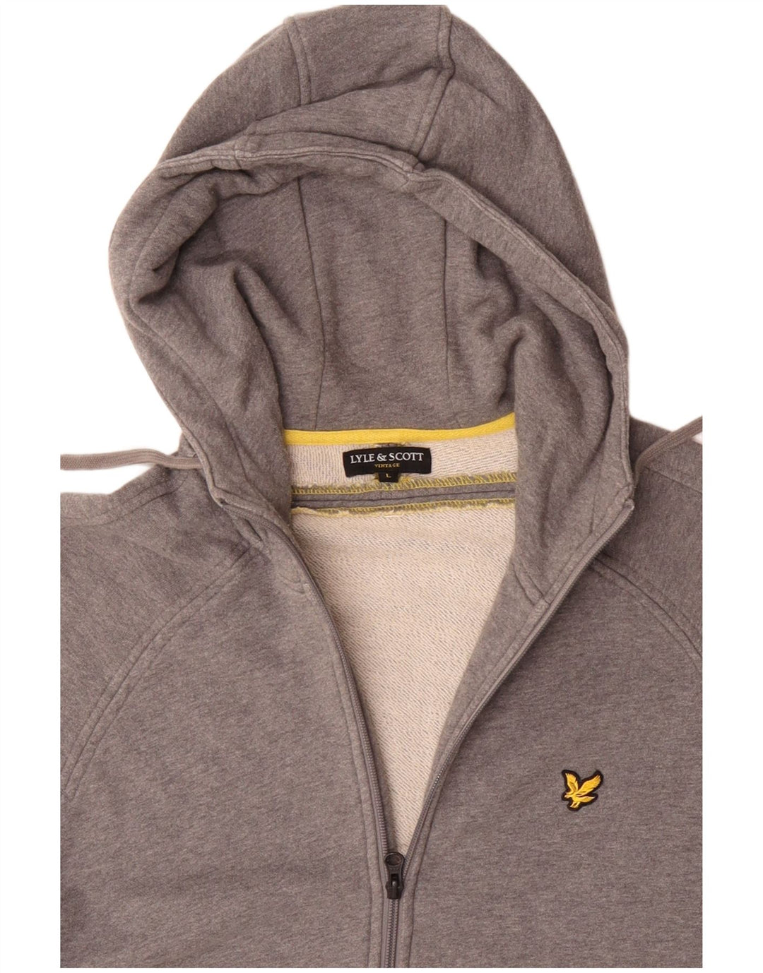 LYLE & SCOTT Mens Zip Hoodie Sweater Large Grey Cotton