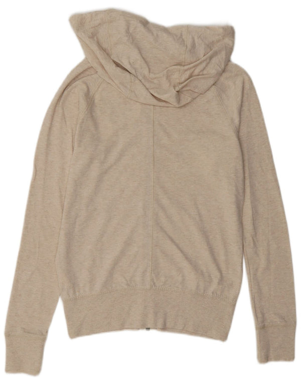 Nike Womens Oversized Zip Hoodie Sweater UK 6 XS Beige Cotton