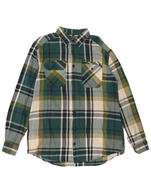 Jim Spencer Mens Shirt Size 43/44 XL Green Plaid Cotton
