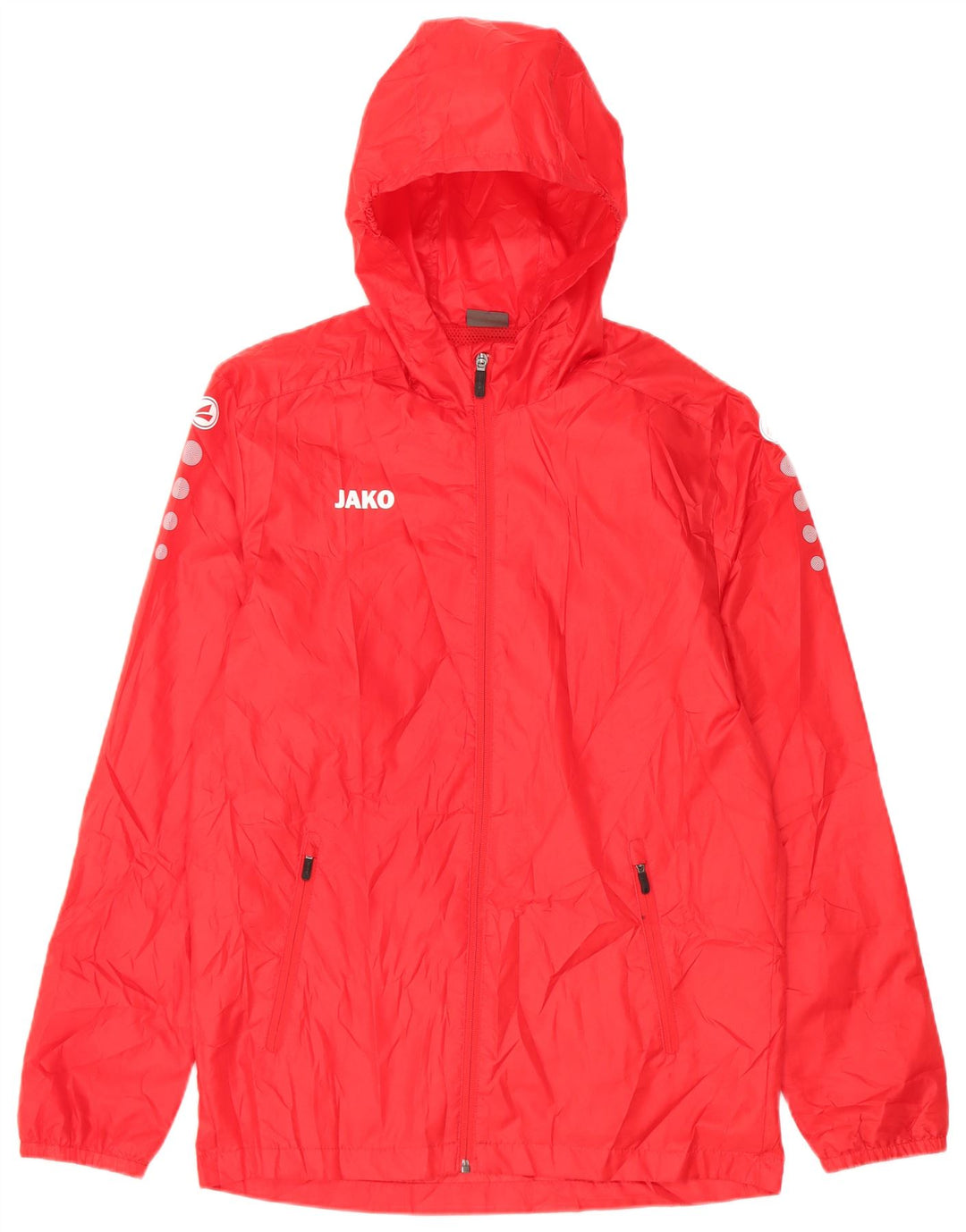 Jako Mens Graphic Hooded Rain Jacket UK 36 Small Red Polyester
