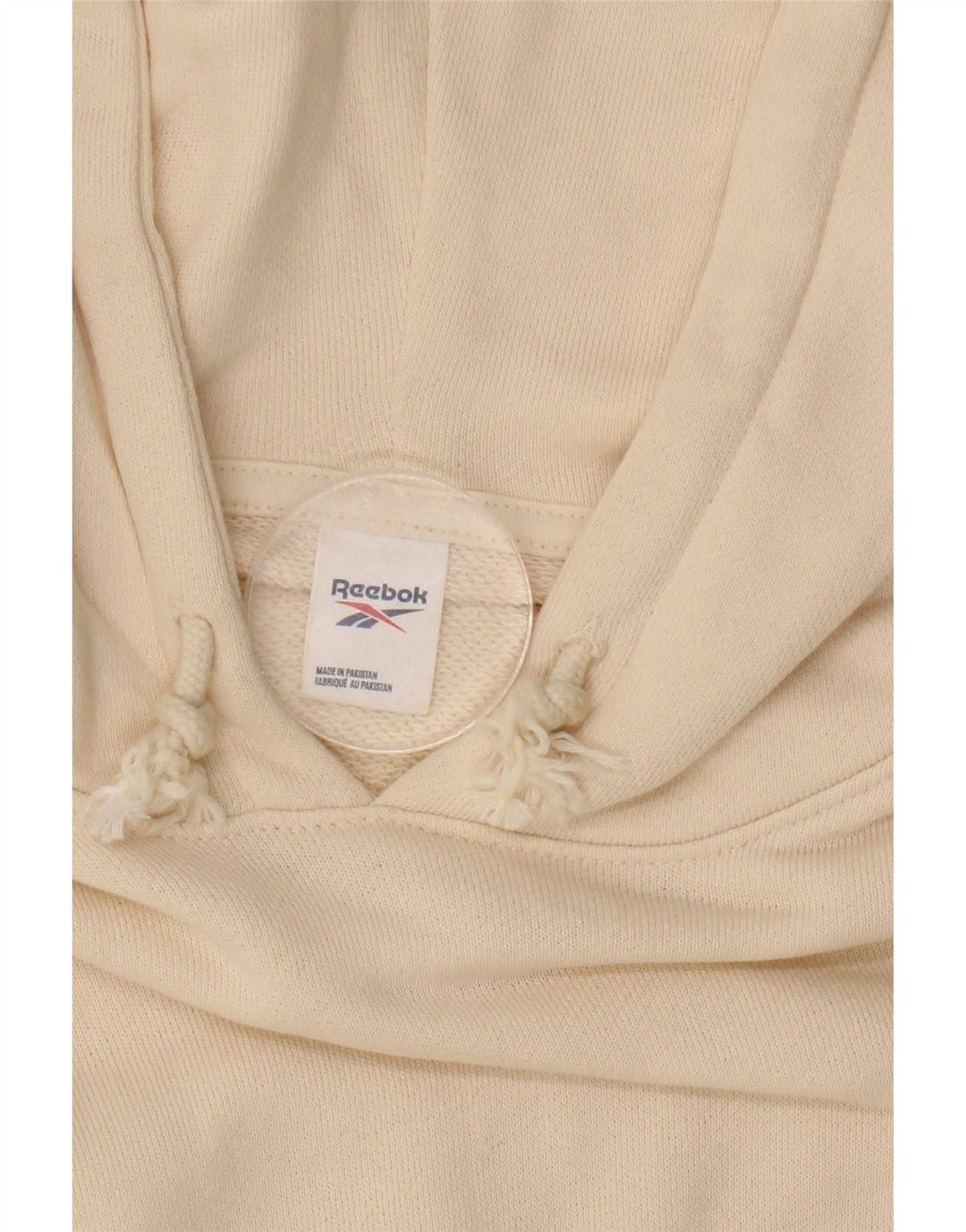 REEBOK Womens Oversized Hoodie Jumper UK 16 Large Off White Cotton