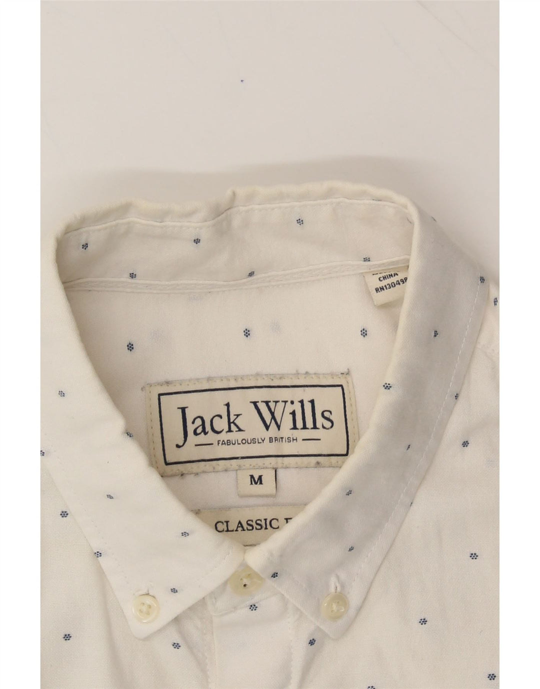 JACK WILLS Mens Classic Fit Shirt Medium White Spotted Cotton Vintage Jack Wills and Second-Hand Jack Wills from Messina Hembry 